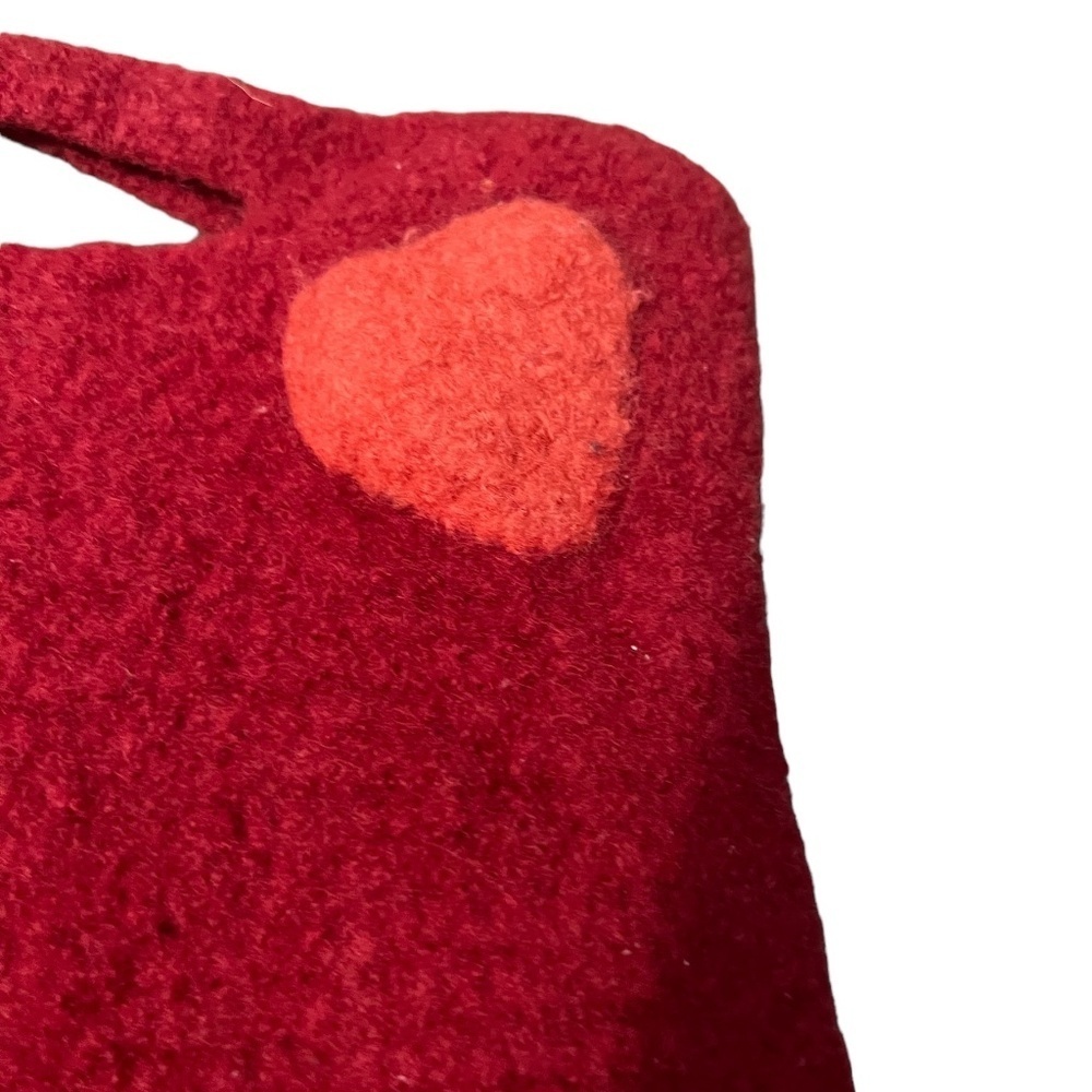 Colorful Circles Hand Felted Wool Handbag Knit-Crochet, In‎ Raspberry - Picture 6 of 8
